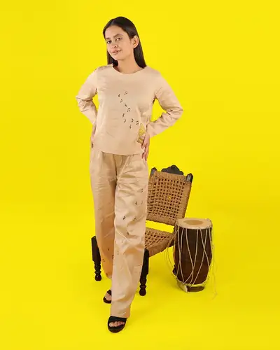Beige Melody Mix Co-Ords Set