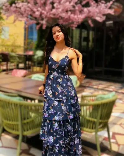 Blue Floral Ruffel Dress