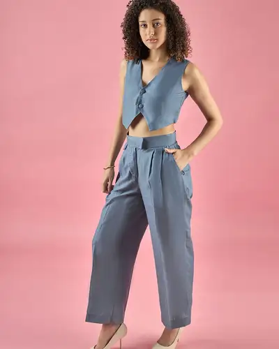 Bossy Blue Waistcoat With Pants