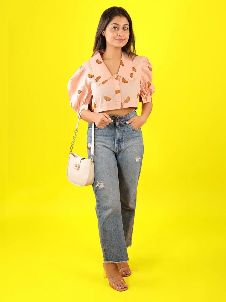 Orange Candy Crush Crop Shirt