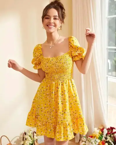 Printed Yellow Dress