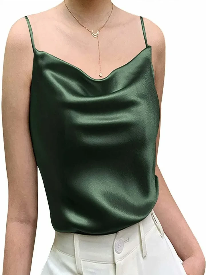 Satin Finish Cowl Neck Top