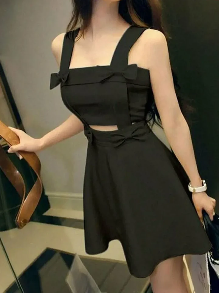 Scuba Black Mini Dress With Cutouts
