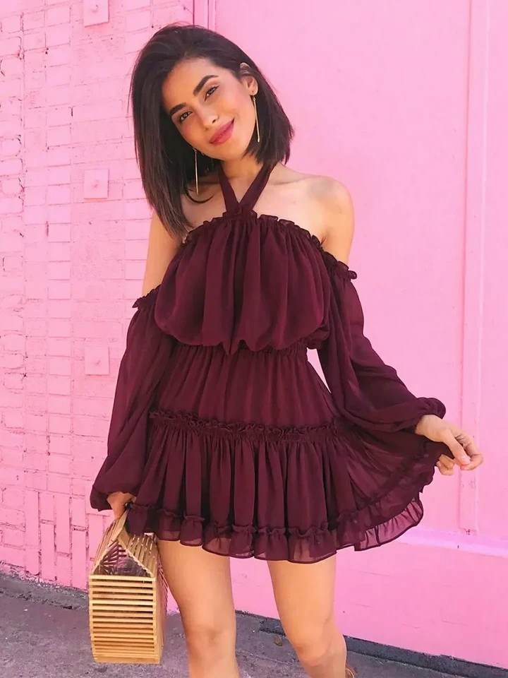 Stylish Wine Tulle Dress