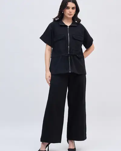 Black Denim Chain Co-ord Set