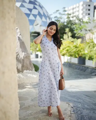 Blue Belle Check Long Dress