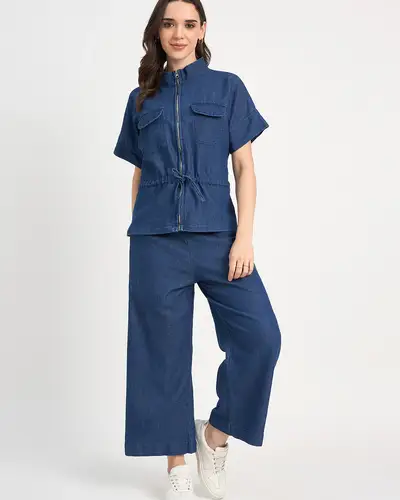 Dark Blue Denim Chain Co ord set