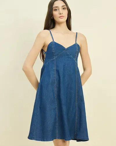 Blue Midi Denim Dress