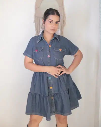 Midnight Layers Denim Blue Dress