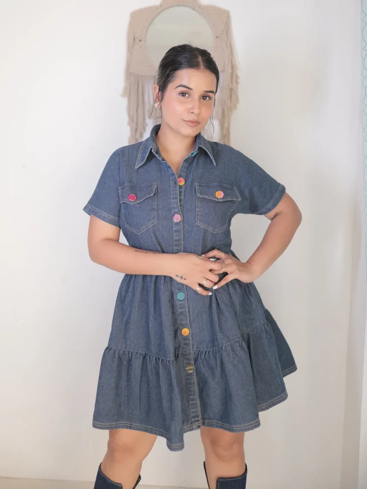 Midnight Layers Denim Blue Dress
