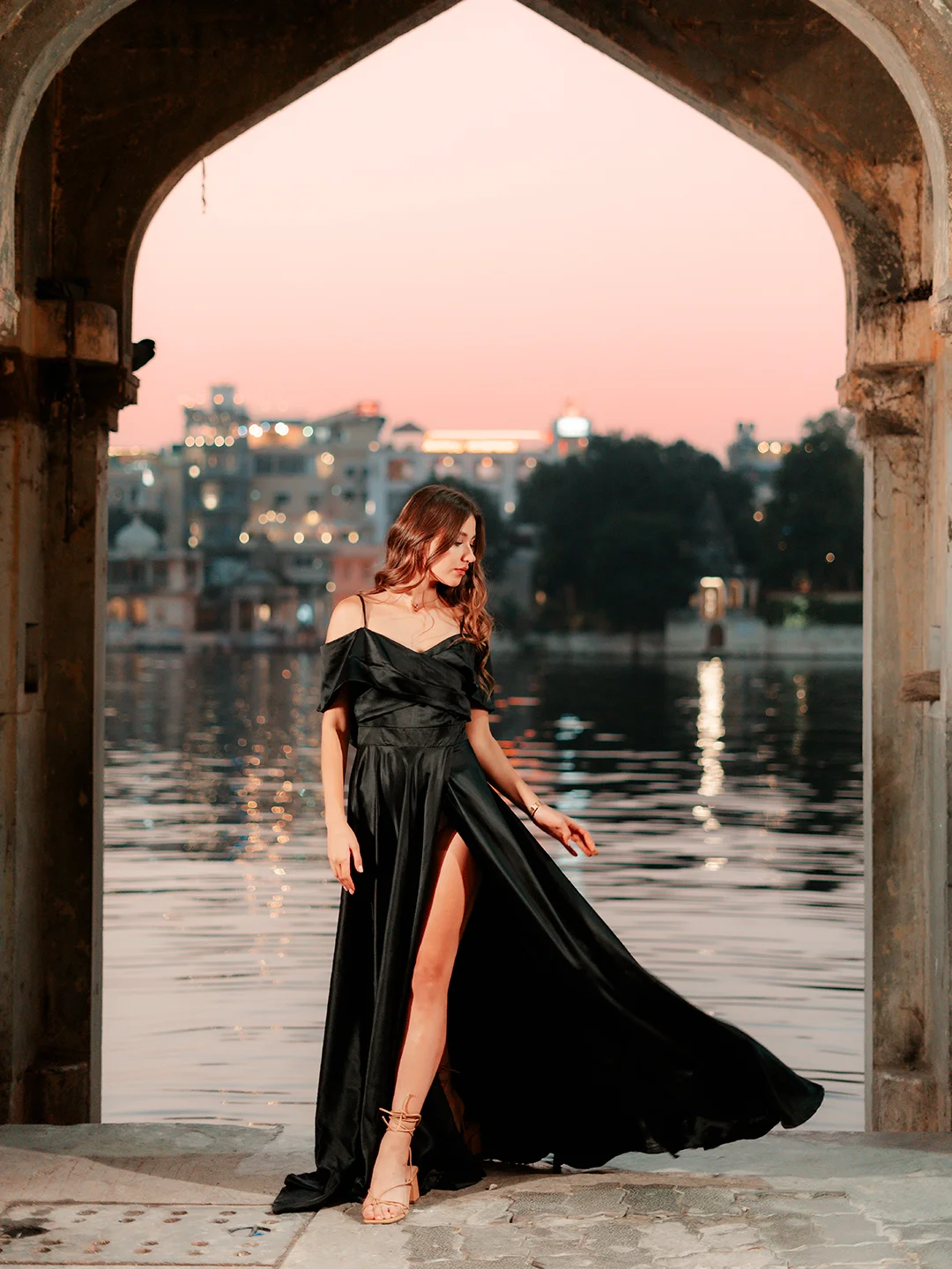 Black Amara Off-Shoulder Prom Dress