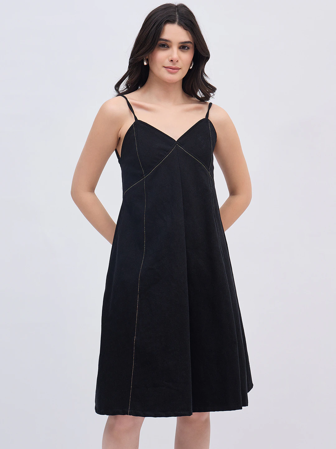 Black Midi Denim Dress