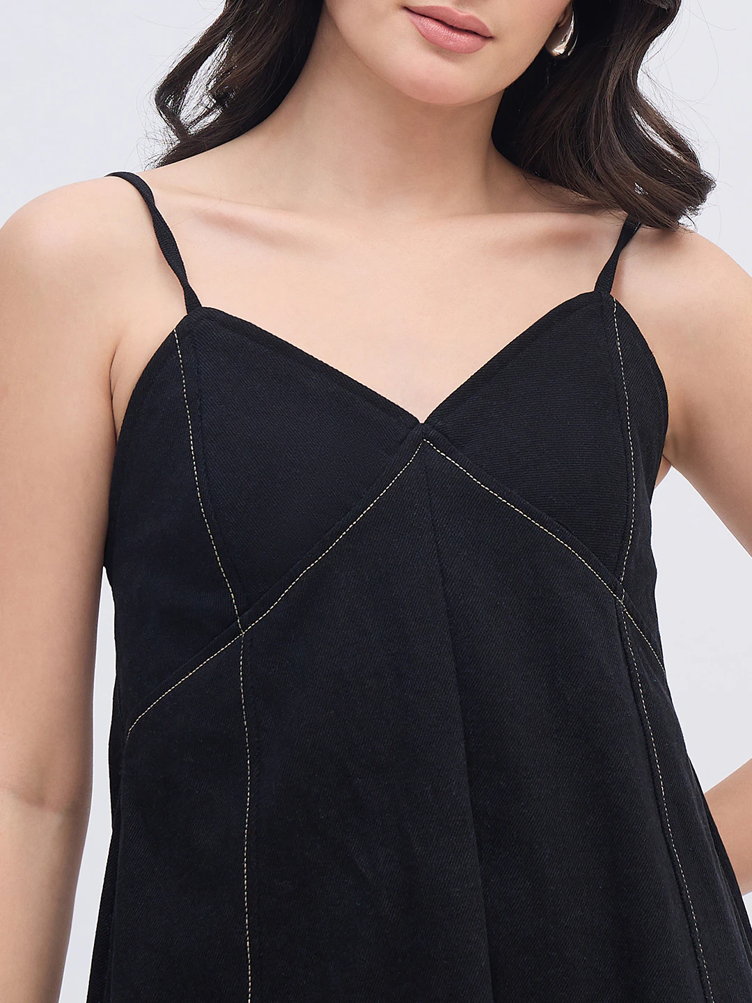 Black Midi Denim Dress