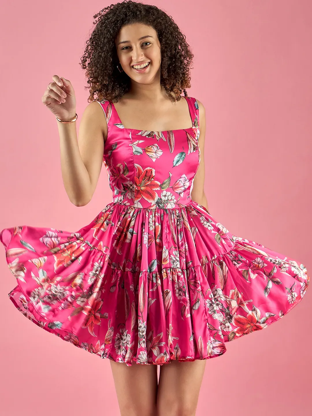 Floral Printed Barbie Dress