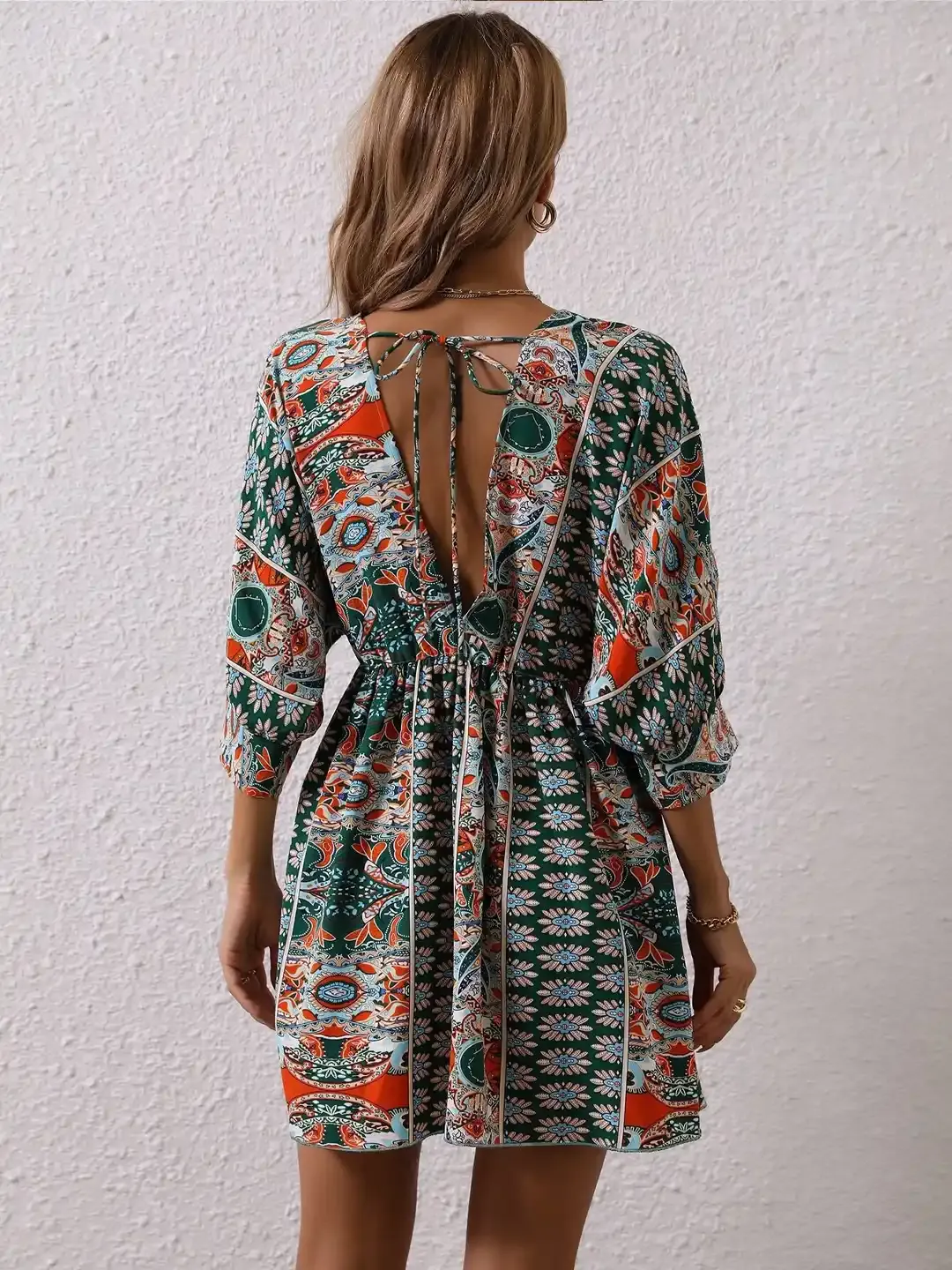 Kimono Sleeves Mini Boho Dress