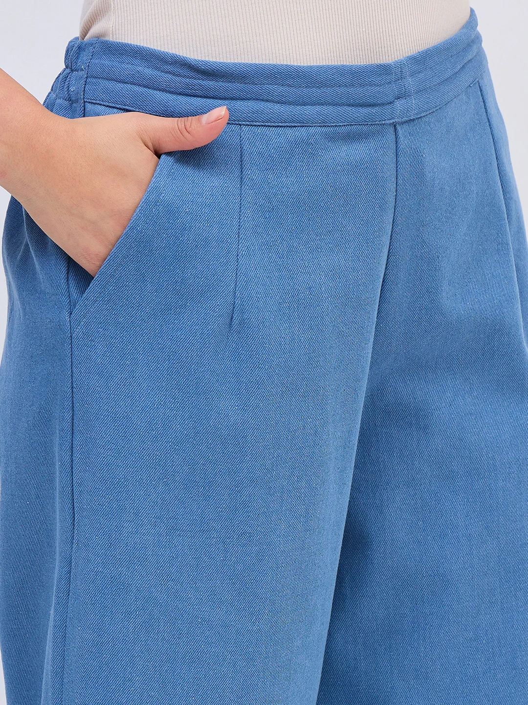 Light Blue Denim Shirt Chain Co Ord Set