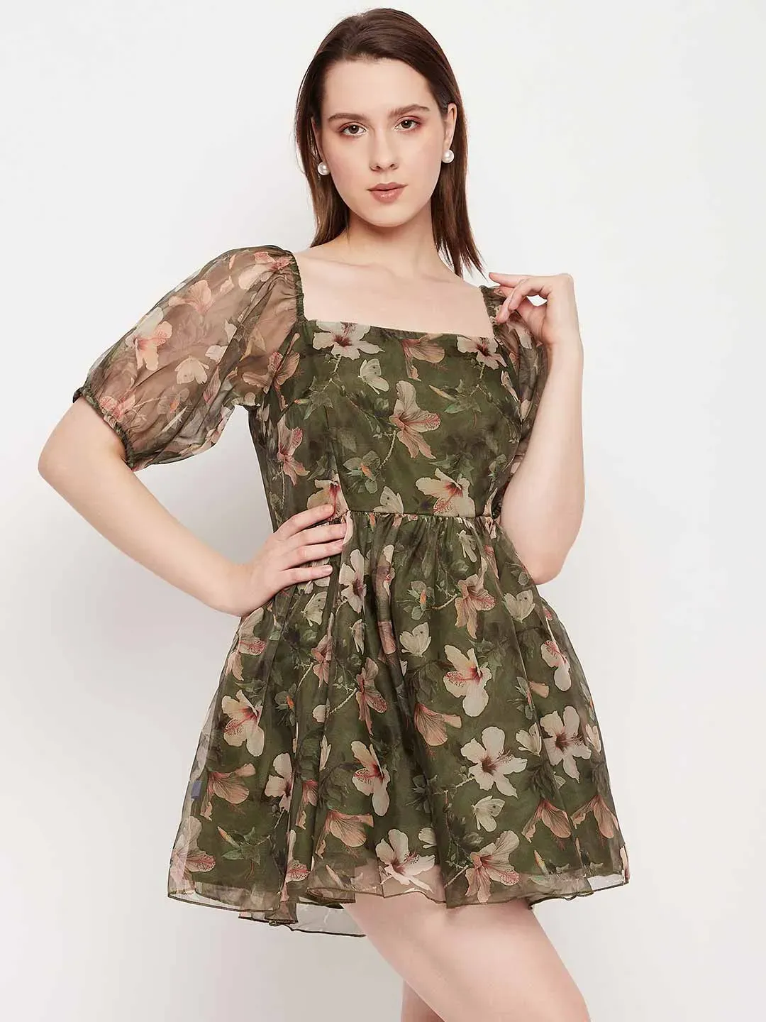 Pista Green Baby Doll Dress
