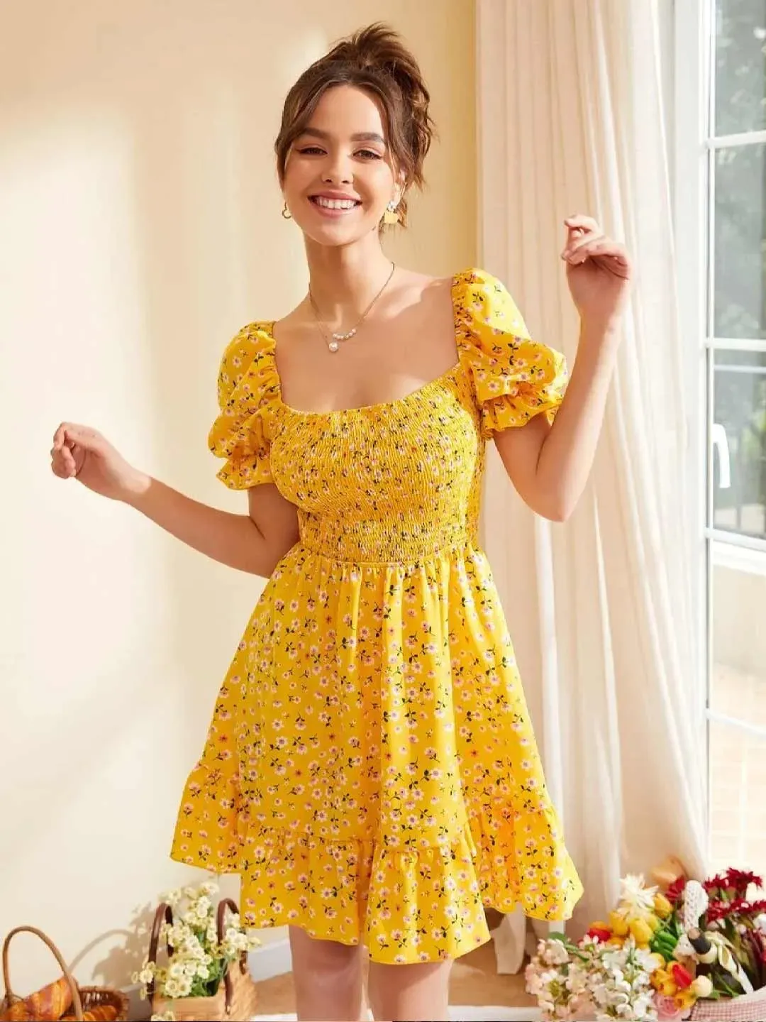 Printed Yellow Dress