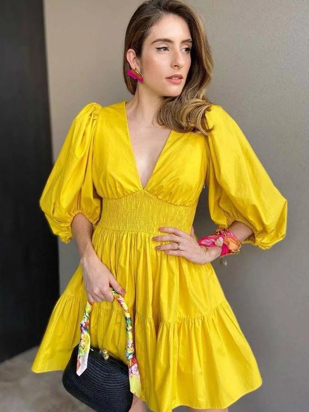 Yellow Fit & Flare Dress