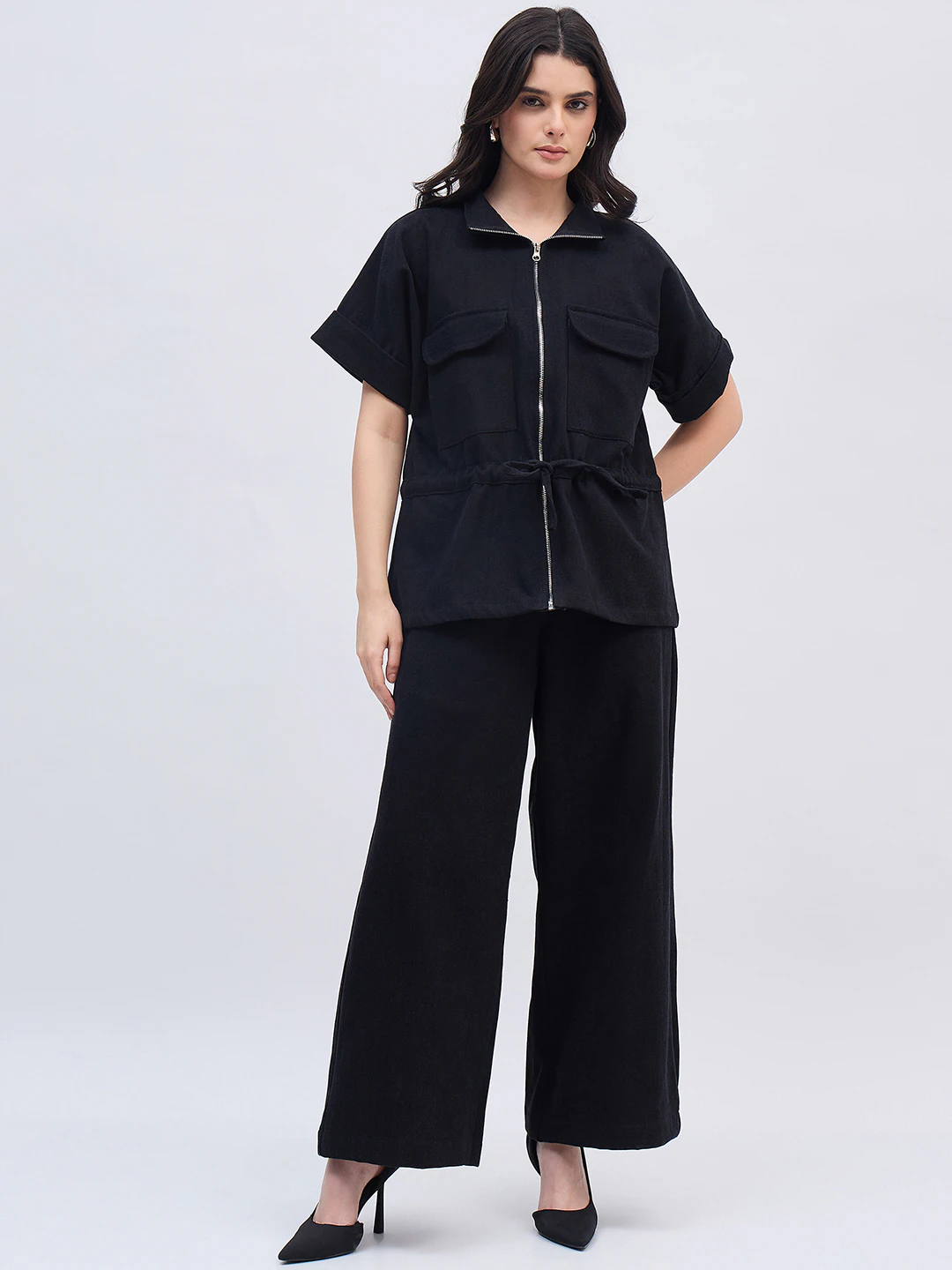 Black Denim Chain Co-ord Set