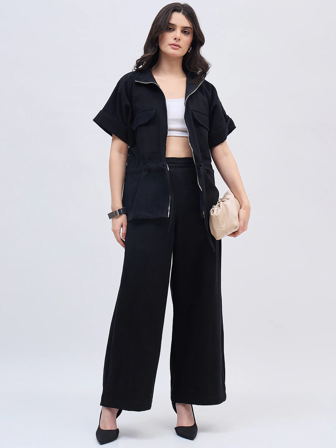 Black Denim Chain Co-ord Set