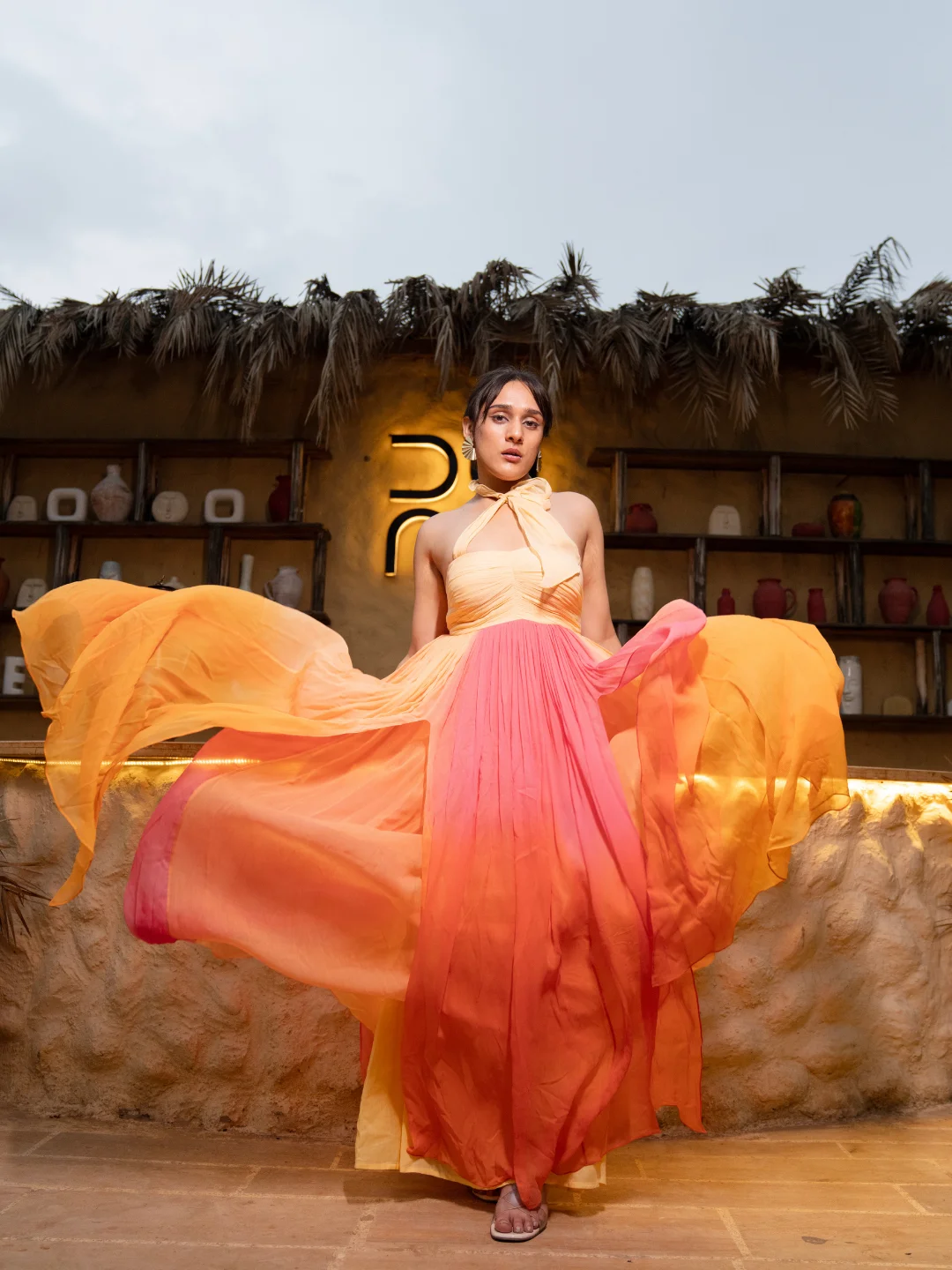 Gathered Tulle Dress