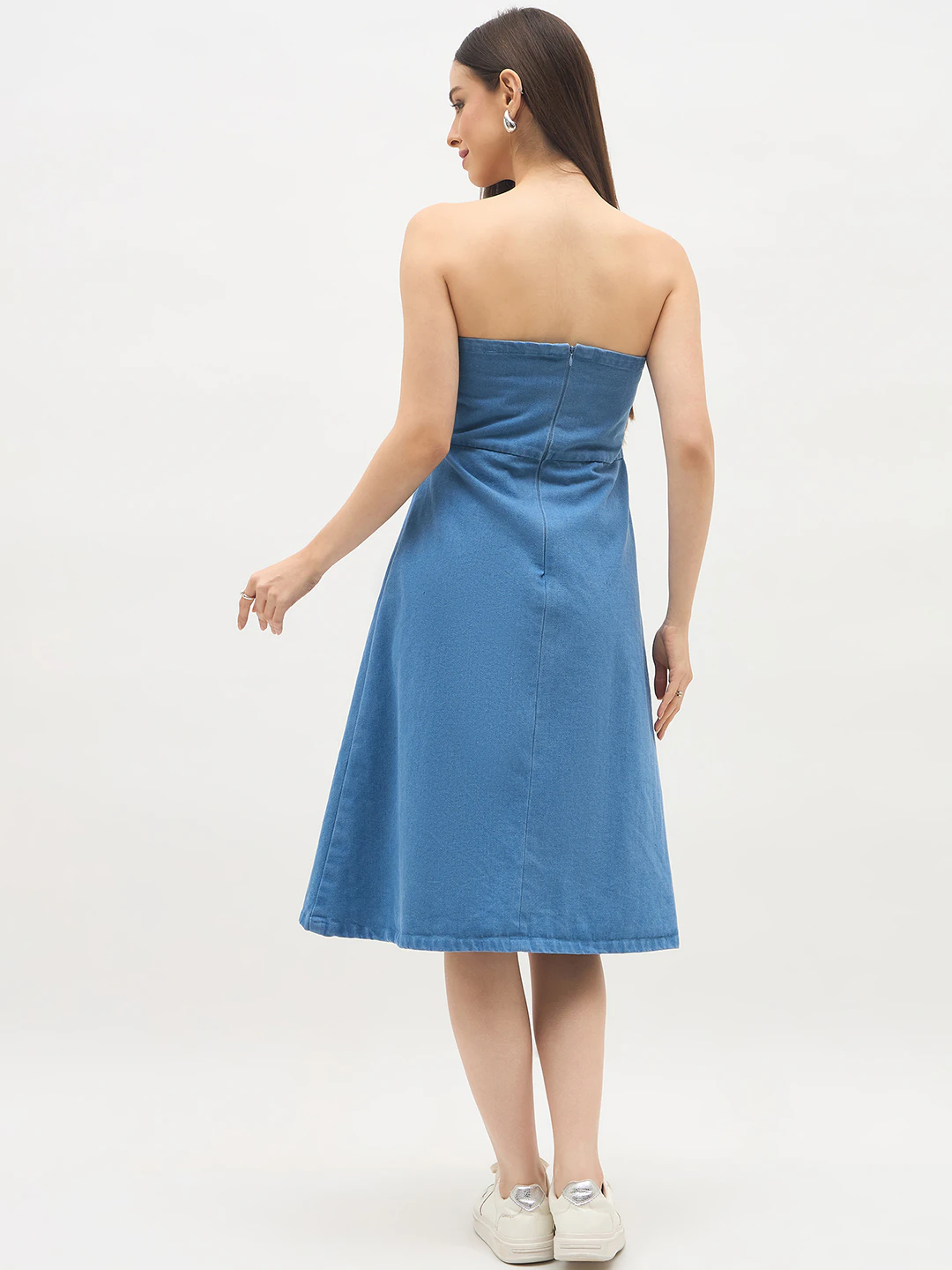 Light Blue Tube Denim Dress