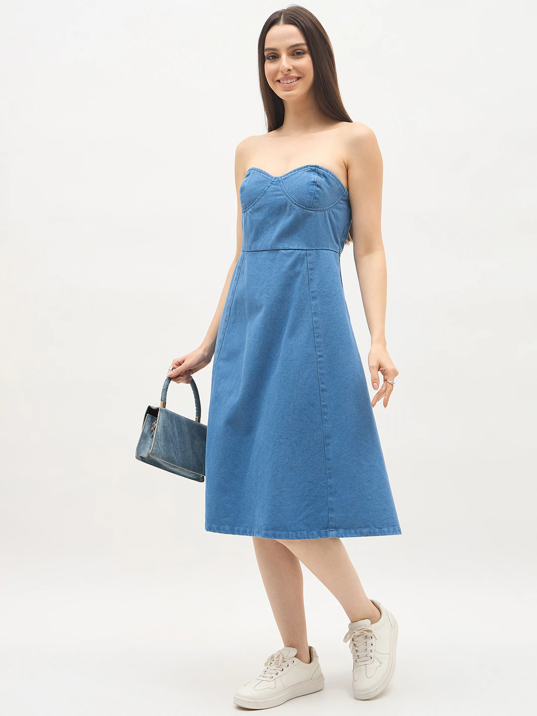 Light Blue Tube Denim Dress