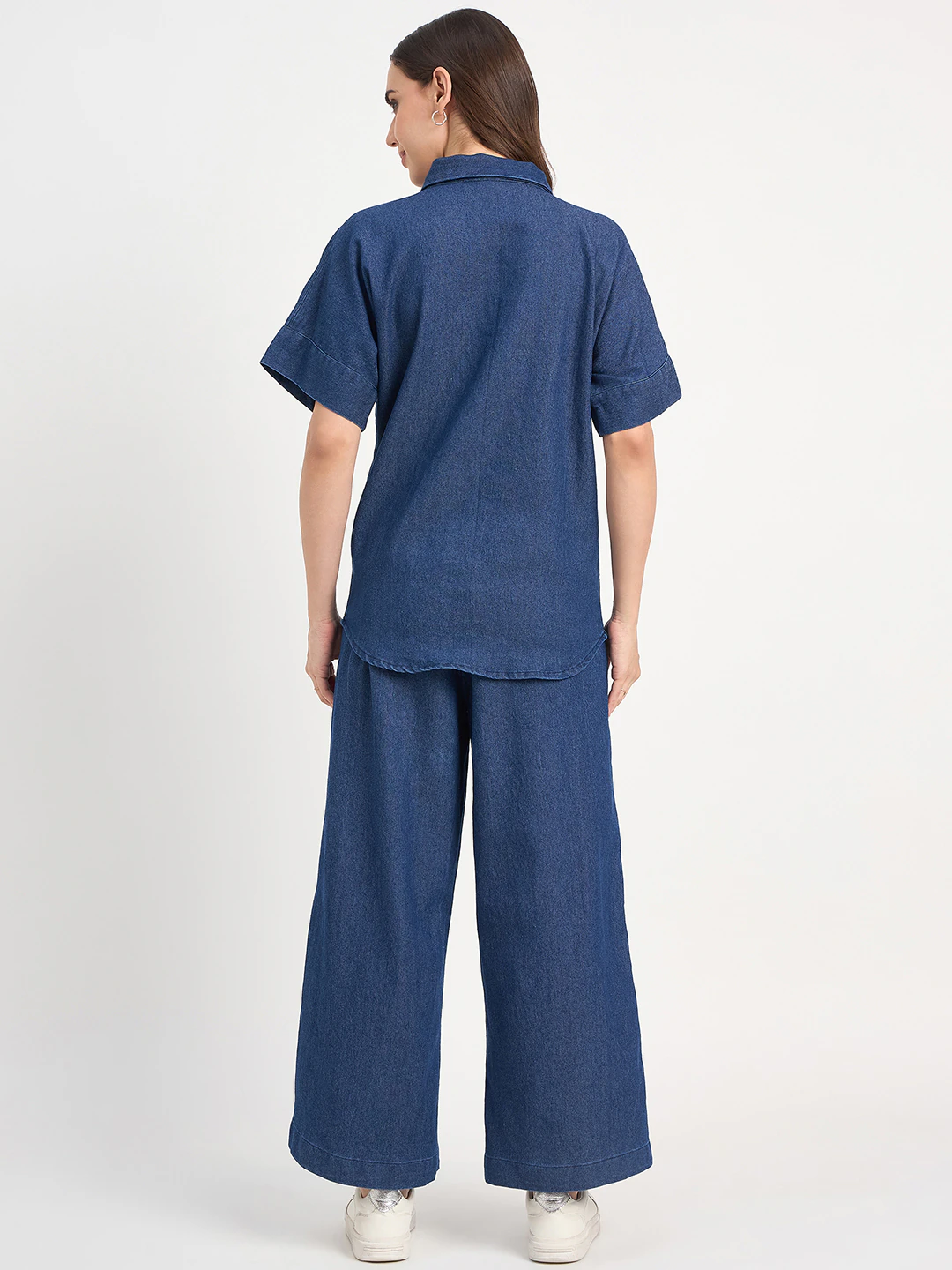 Dark Blue Denim Shirt Co-ord Set