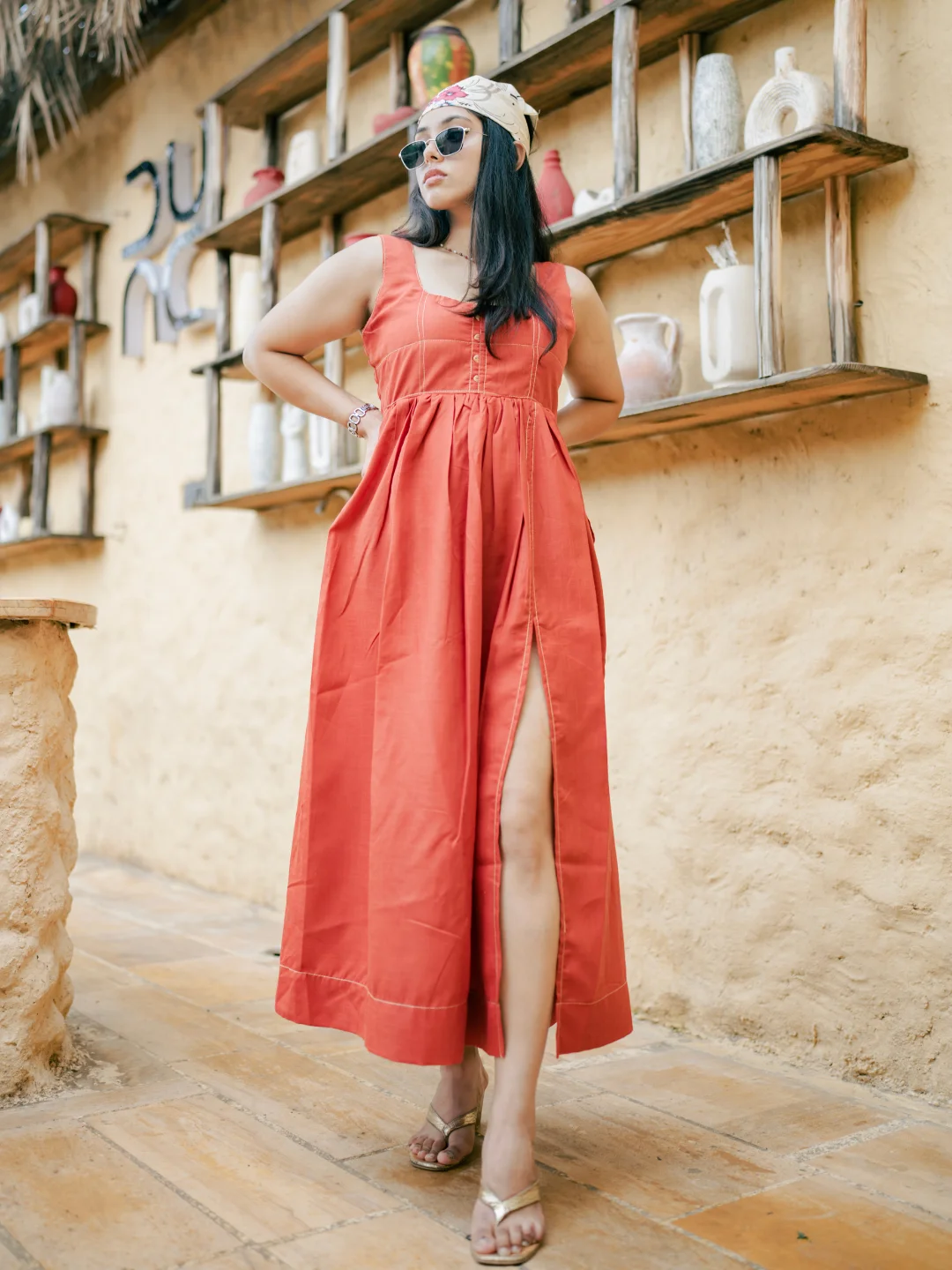 Slit Midi Dress