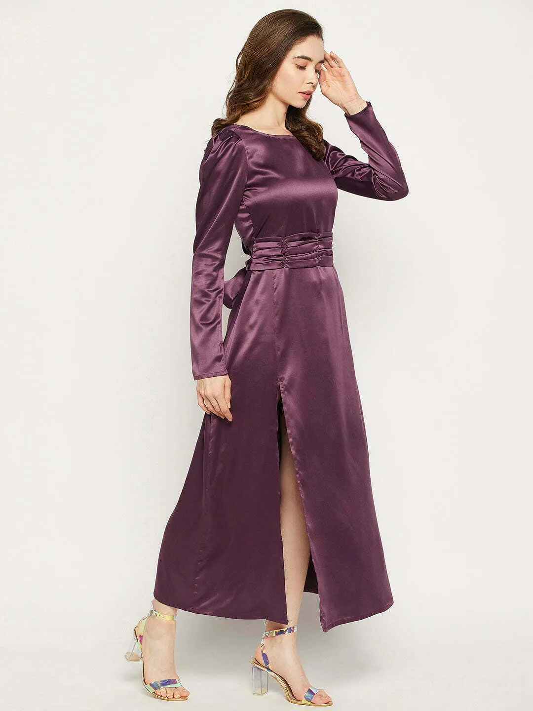 Belted Wine Dress