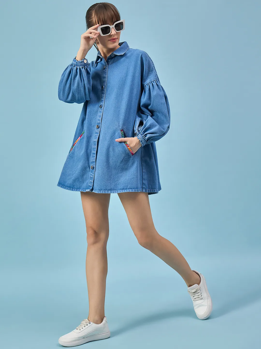 FUN & FLARE BEAU BLUE DENIM DRESS