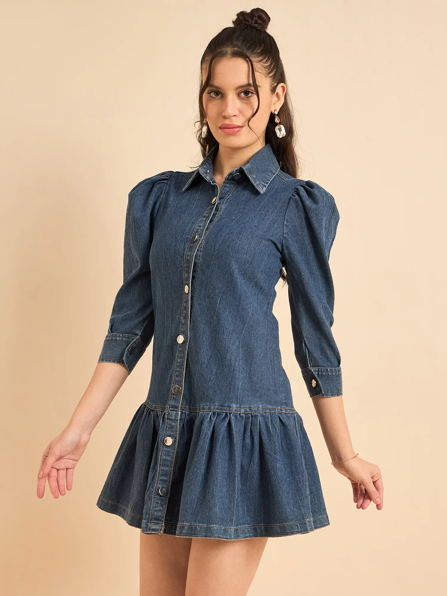 HEARTFELT INDIGO DENIM SHIRT DRESS