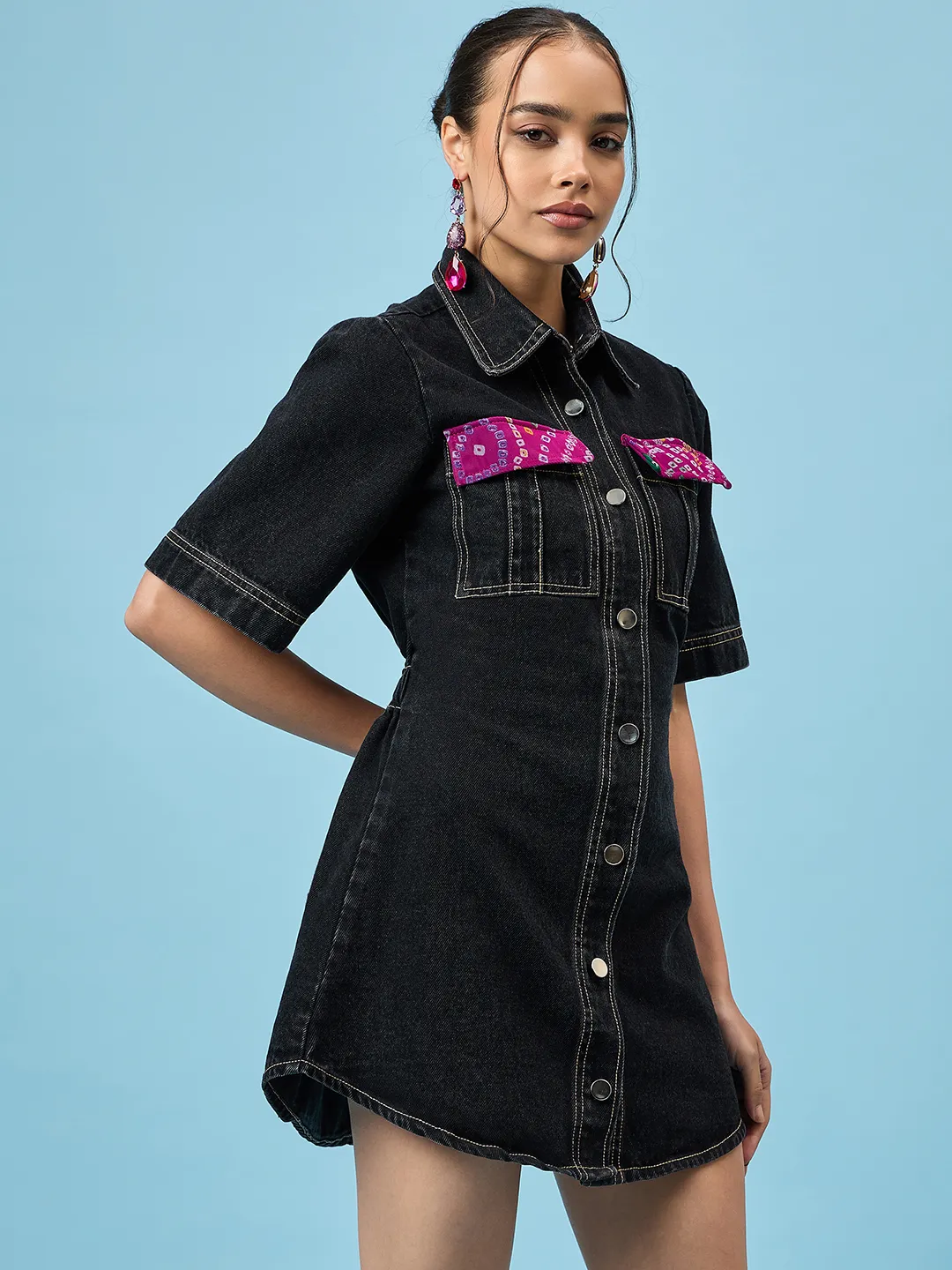 Midnight Chick Denim Shirt Dress