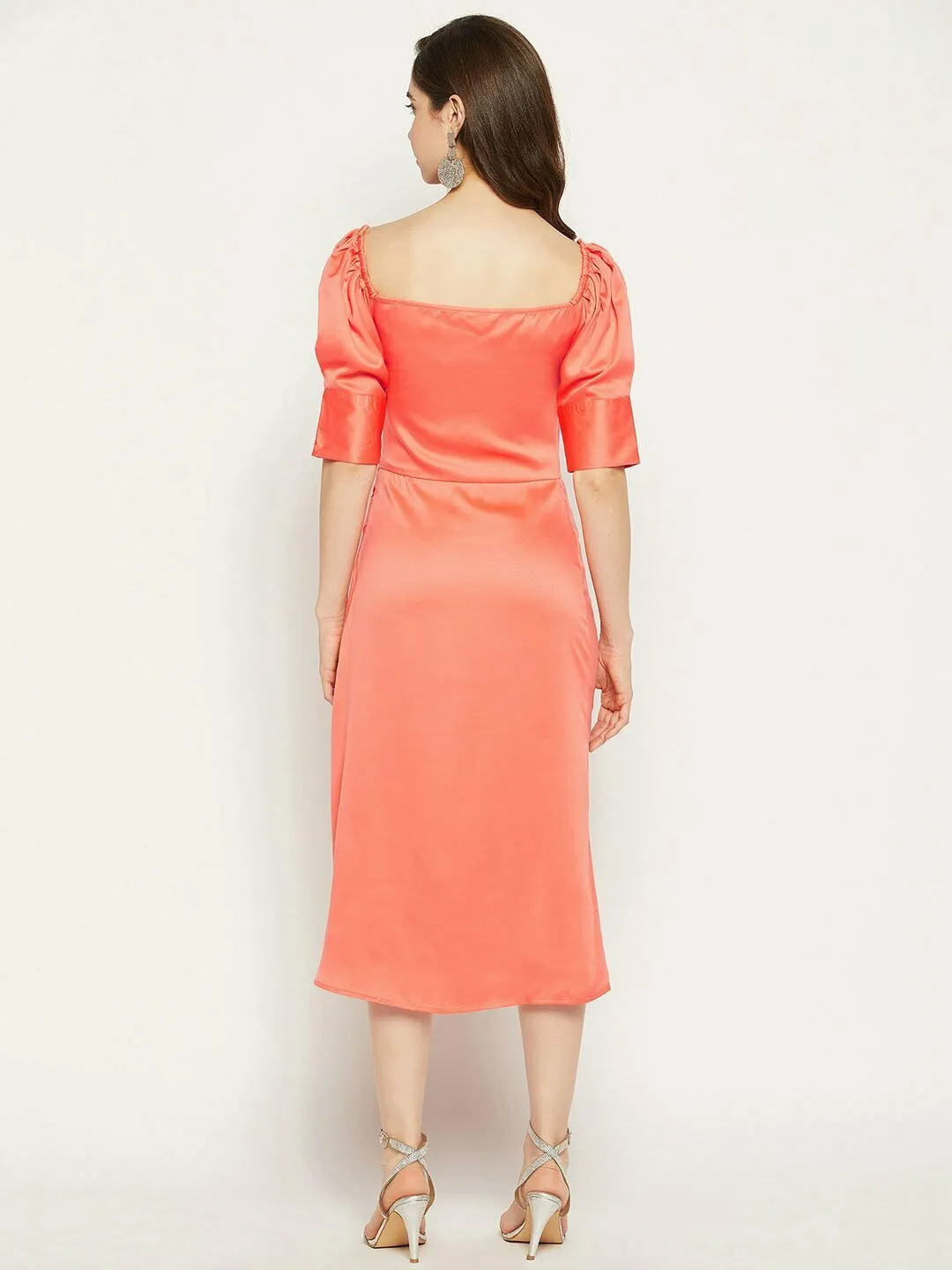 Orange Midi Wrap Dress