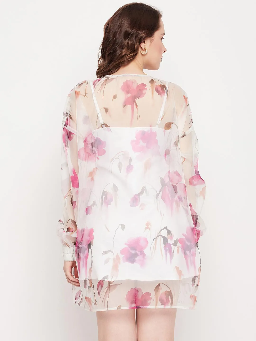 Slip Dress with Floral Shrug