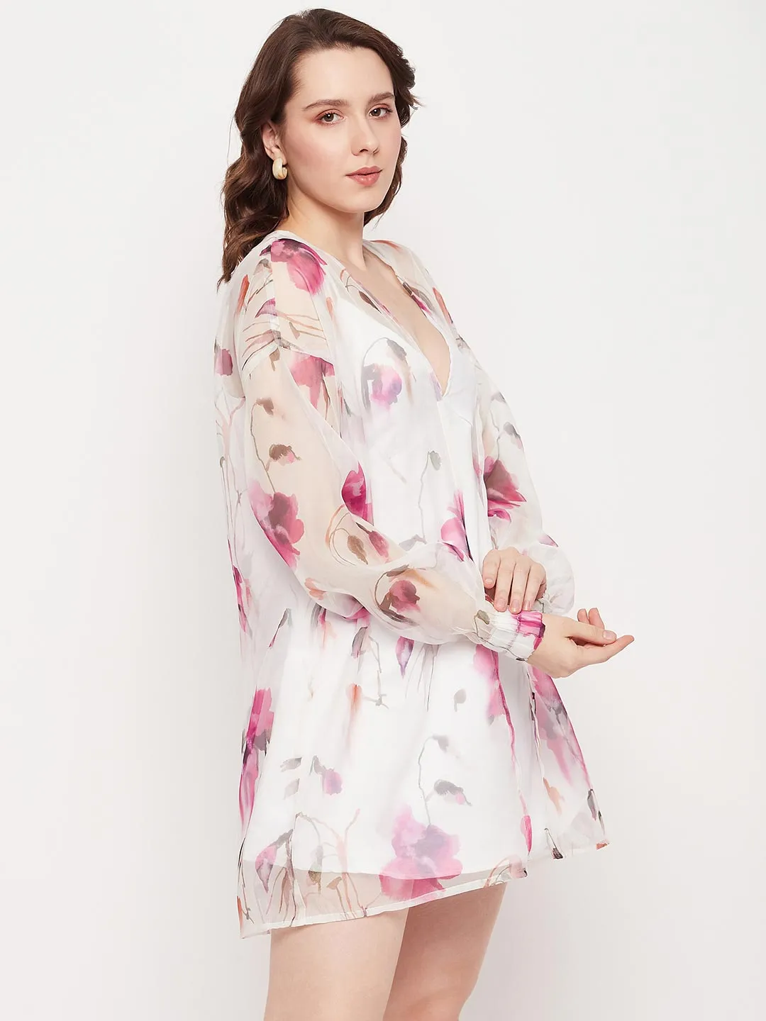 Slip Dress with Floral Shrug