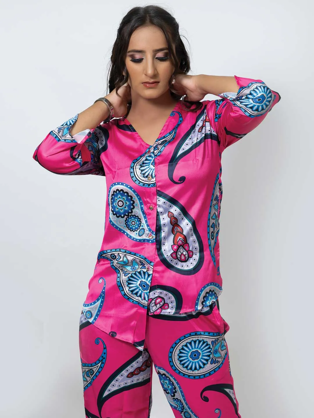 Women Hot Pink Pant Suit