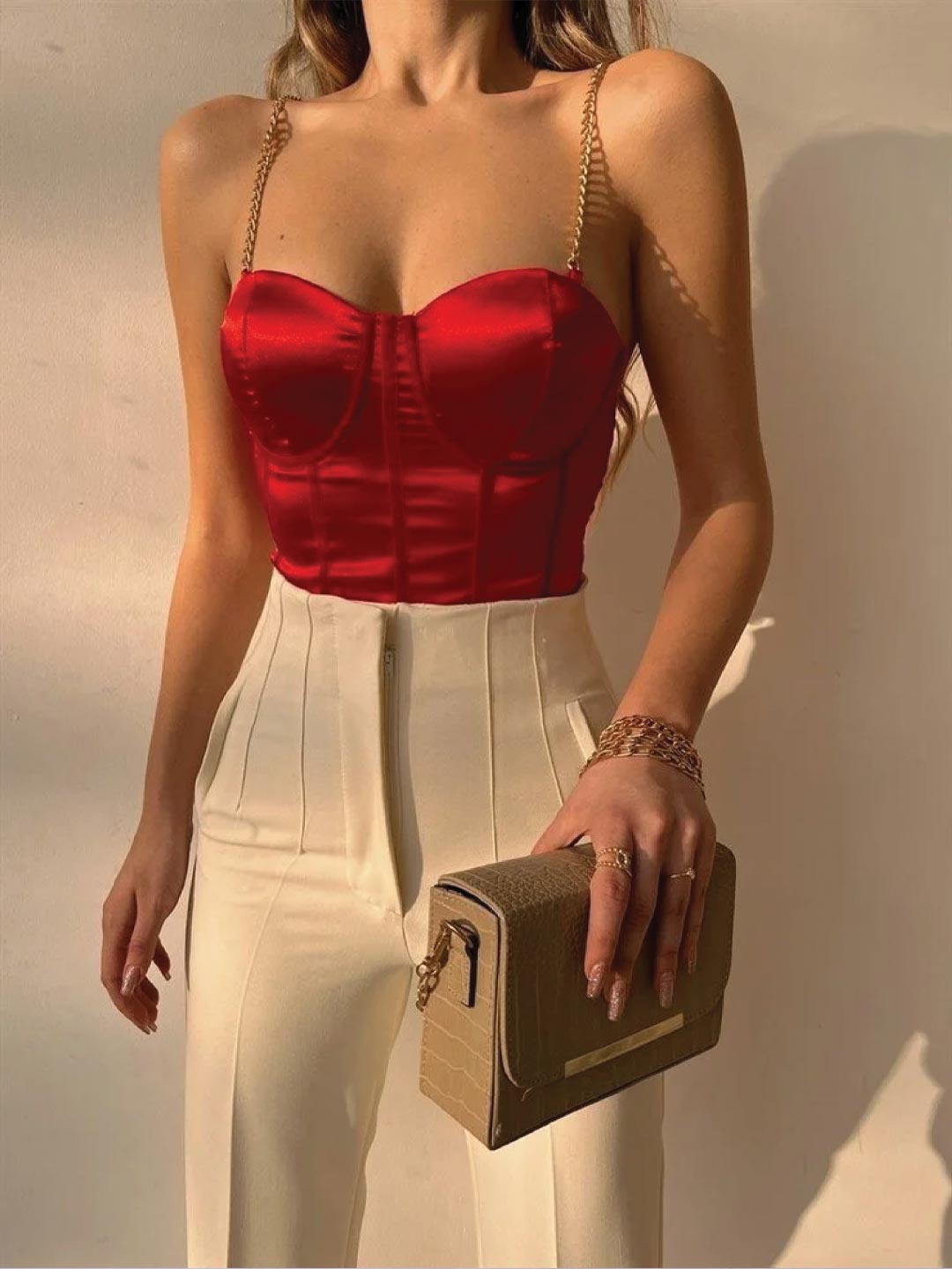 Trendyol corset top in red