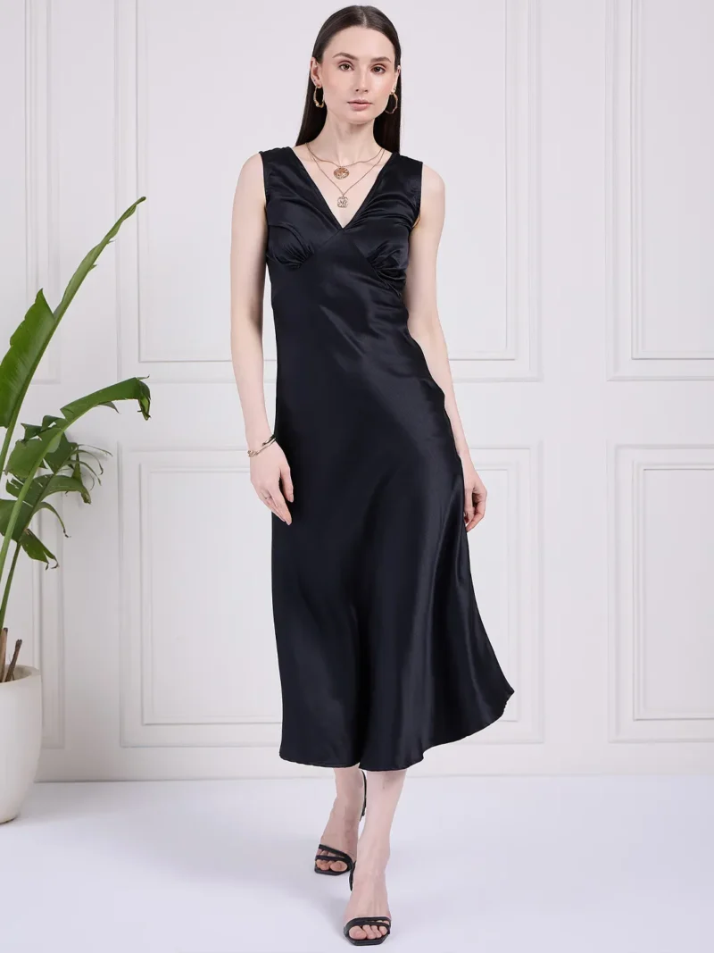 Bellawine Black Satin Dress