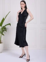 Bellawine Black Satin Dress