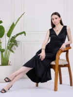 Bellawine Black Satin Dress