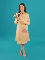 BEIGE TWIN-FIN SHIRT DRESS