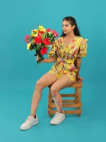 YELLOW SPRING FLING PLAYSUIT