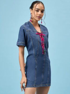 DEEP DIVE DARK BLUE DENIM DRESS