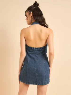 Twilight trench paneled denim dress