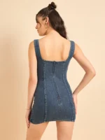 Twilight trench paneled denim dress