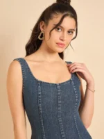 Twilight trench paneled denim dress