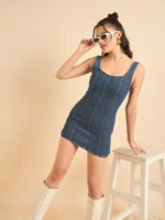 Twilight trench paneled denim dress